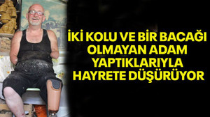 İki kolu ve bir bacağı olmayan adam yaptıklarıyla hayrete düşürüyor